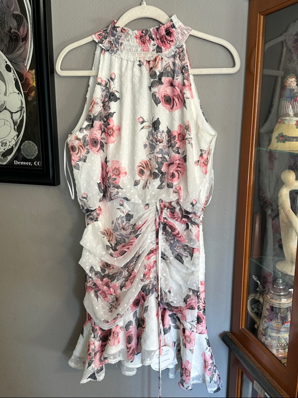 Floral Mini Ruched Womens Dress